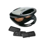 Black+Decker 750W Sandwich Maker 2 Slot Non-Stick 3in1 Interchangable Sandwich Grill And Waffle Maker, With Indicator And Ready to Cook Lights For Quick and Easy Dishes TS2090-B5