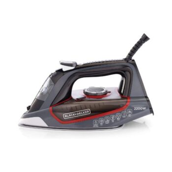 Black+Decker 2200W 90g/min Steam Steam Iron With 380ml Capacity, Ceramic Coated Soleplate with Anti Calc Anti Drip, Self Clean and Auto Shutoff, Removes Stubborn Creases X2050-B5
