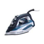 Black+Decker Steam Iron, 2400W Power, 380ml Water Tank, Ceramic-Coated Soleplate, Anti-Drip, Anti-Calc, Auto Shutoff, Vertical, Self-Clean, Steam Burst, 35g/min Continuous, Blue - X2150-B5