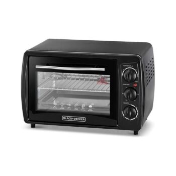 Black+Decker 1380W 19L Toaster Oven, 90-230 Temp Setting Double Grill And Glass Door For Added Safety With Multiple Accessories, Toasting Baking Broiling TRO19RDG-B5