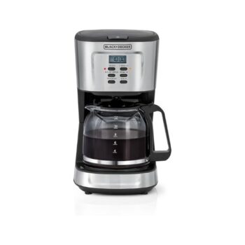Black+Decker 12-Cup Coffee Maker, 900W Programmable Drip Coffee Machine, 1.5L Glass Carafe, 24-Hour Timer, Keep Warm Function, LCD Display, Auto Shut-Off, Boil Dry Protection, Black - DCM85-B5