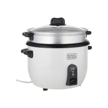 Black+Decker Rice Cooker 1100W, White, 2.8 Litres, RC2850-B5