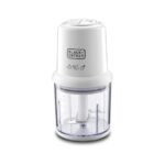 Black+Decker Vertical Chopper, 300W, 500ml Capacity, 2 Speed Settings, Stainless Steel Blades, Ideal for Chopping, Mincing, Pureeing, Stable Anti-Slip Base, Easy to Clean, White - SC310-B5